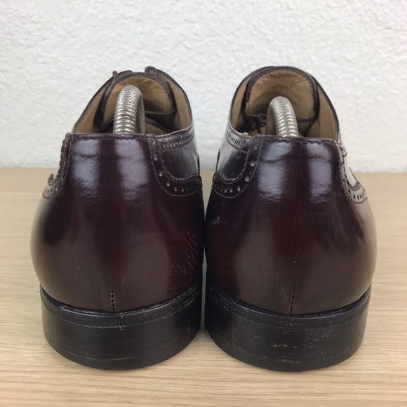 Salvatore Ferragamo Firenze Wingtip Oxford Shoes Red Brown Men’s Size 9 D - Picture 4 of 13